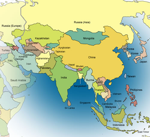 Orta Asya Hindistan Çin Haritası